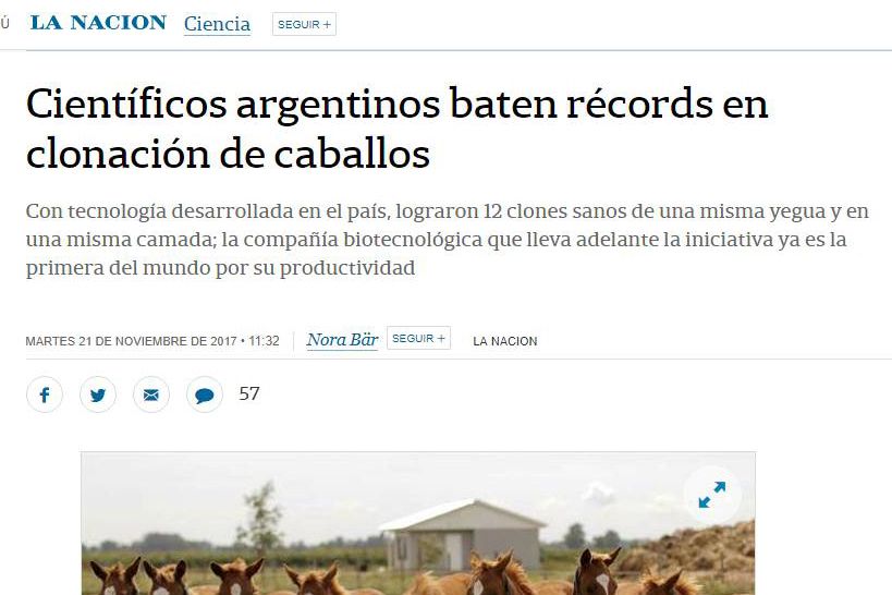 Científicos argentinos baten récords en clonación de caballos